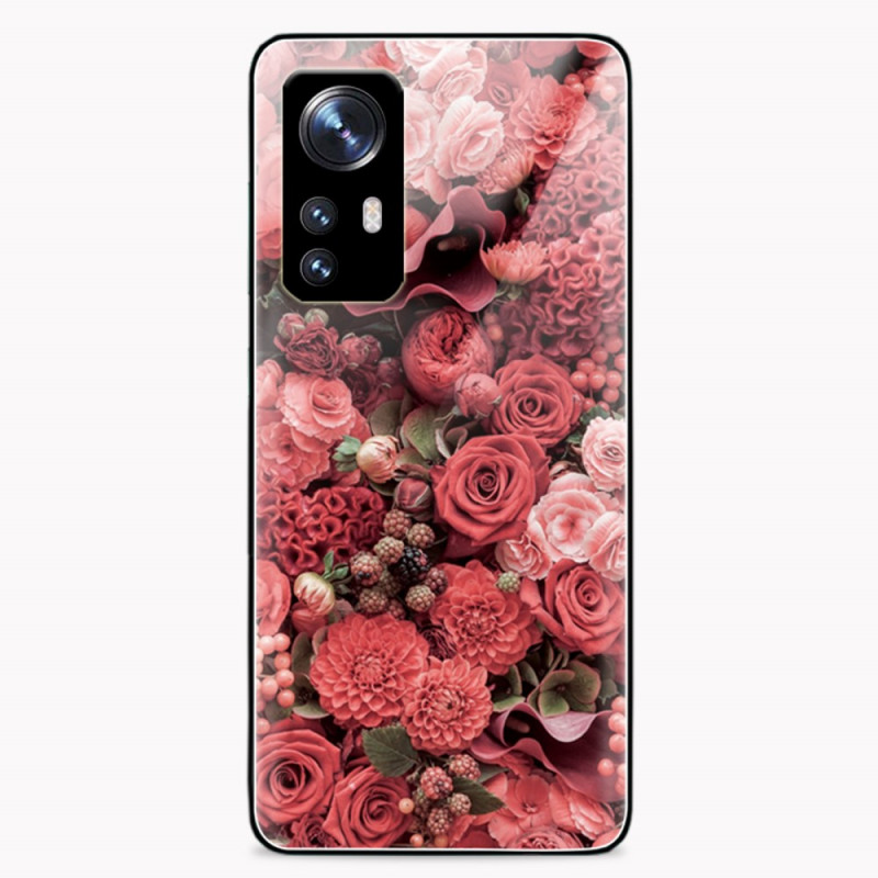 Xiaomi 12 / 12X / 12S Gehard Glazen Hoesje Roze Bloemen