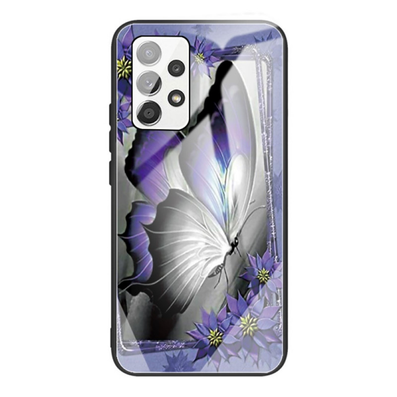 Samsung Galaxy A53 5G gehard glazen hoesje vlinder paars