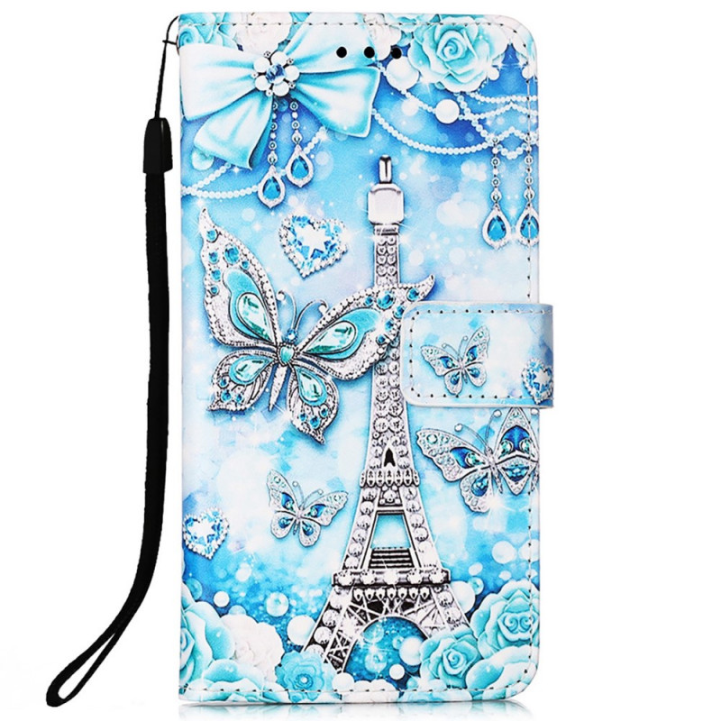 Samsung Galaxy A33 5G hoesje Eiffeltoren Vlinders met riem