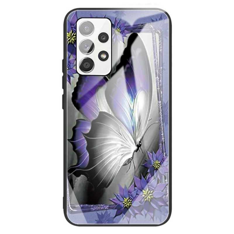 Samsung Galaxy A13 gehard glas hoesje vlinder paars