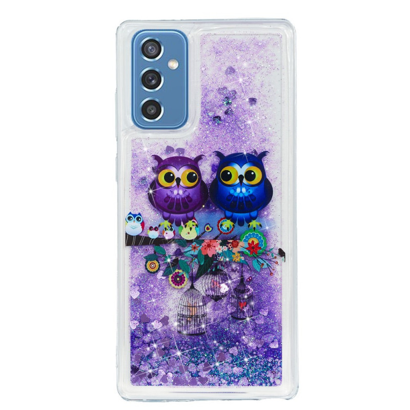 Samsung Galaxy M52 5G hoesje Paar paarse uilen