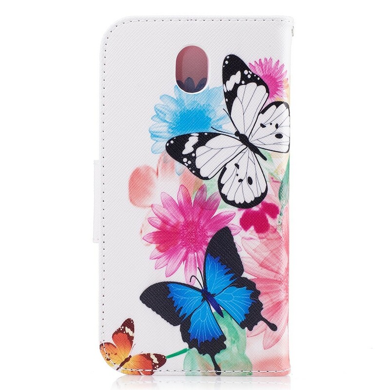 Samsung Galaxy J5 2017 Hoesje Beschilderde Vlinders en Bloemen