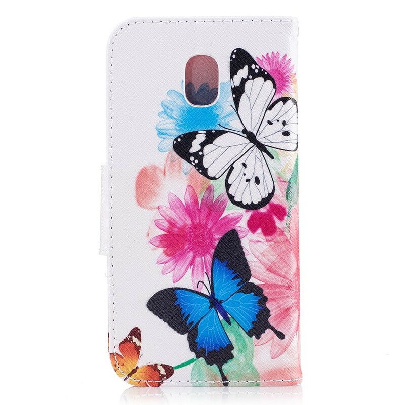 Samsung Galaxy J7 2017 Hoesje Beschilderde Vlinders en Bloemen