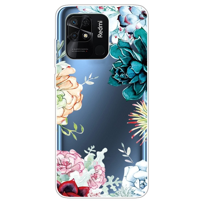 Xiaomi Redmi 10C aquarel bloem duidelijk geval