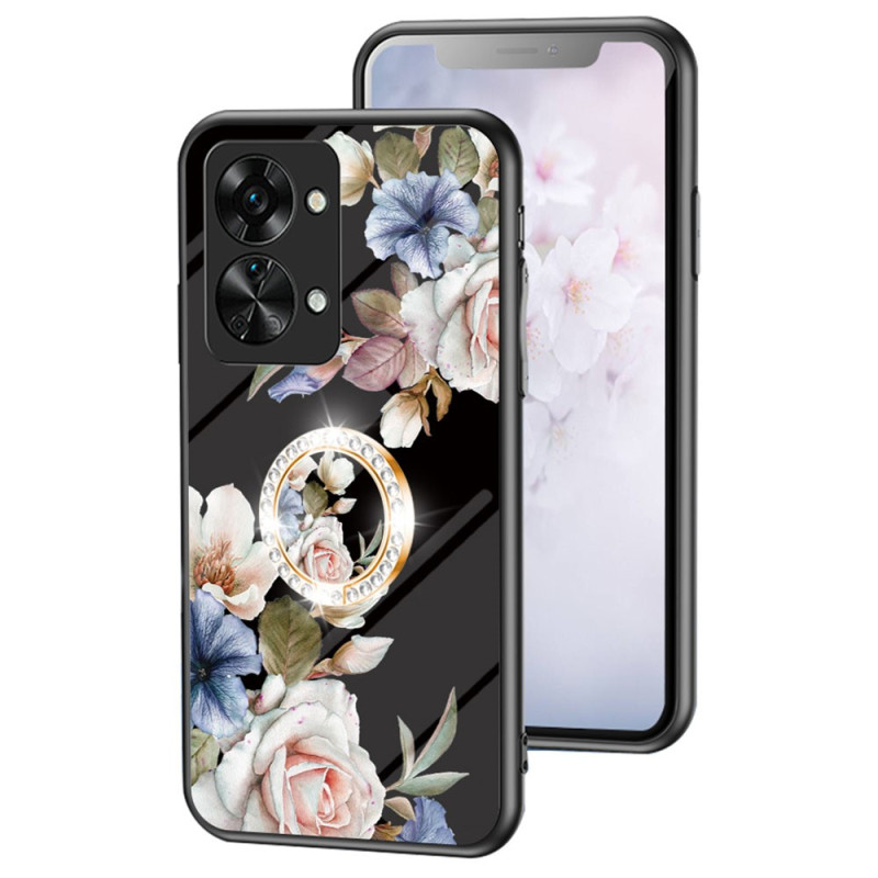 OnePlus Nord 2T 5G Gehard glazen hoesje Bloemen Diamanten Ring