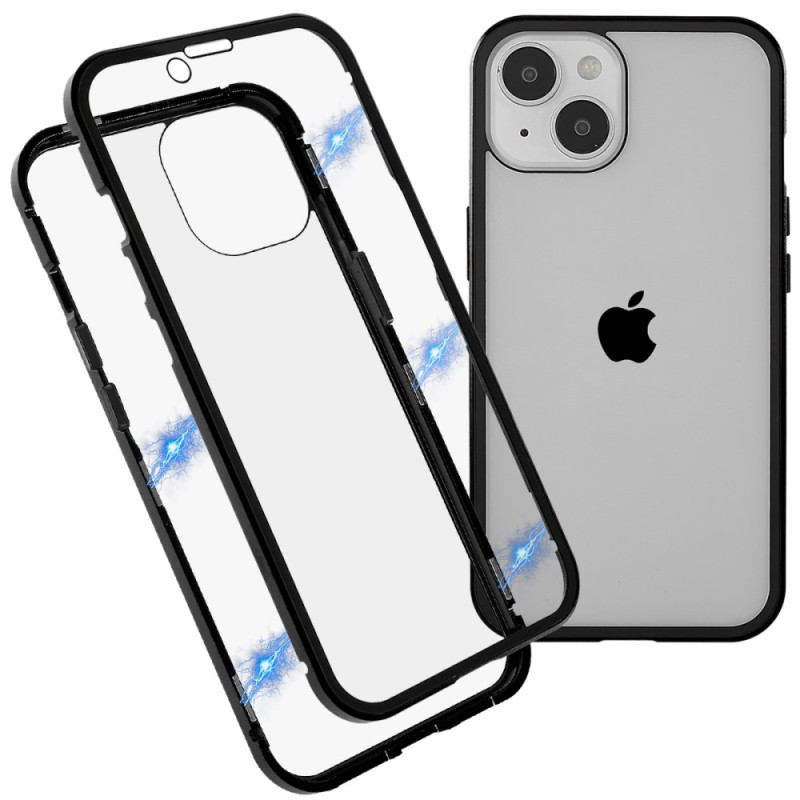 iPhone 14 Voor- en achterkant van gehard glas en metalen hoesje