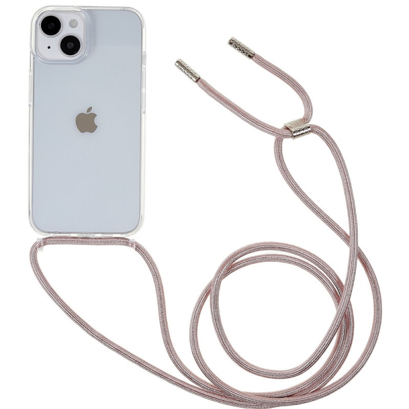 iPhone 14 doorzichtig hoesje met gekleurd koord
