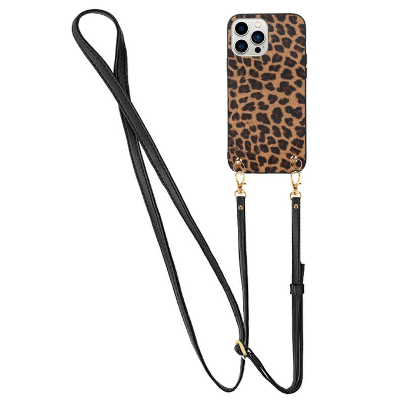 iPhone 14 Pro luipaard hoesje met schouderriem