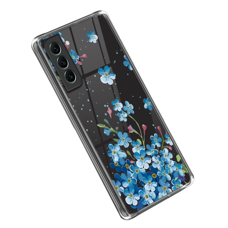 Samsung Galaxy S23 5G Blauw Bloemen Hoesje