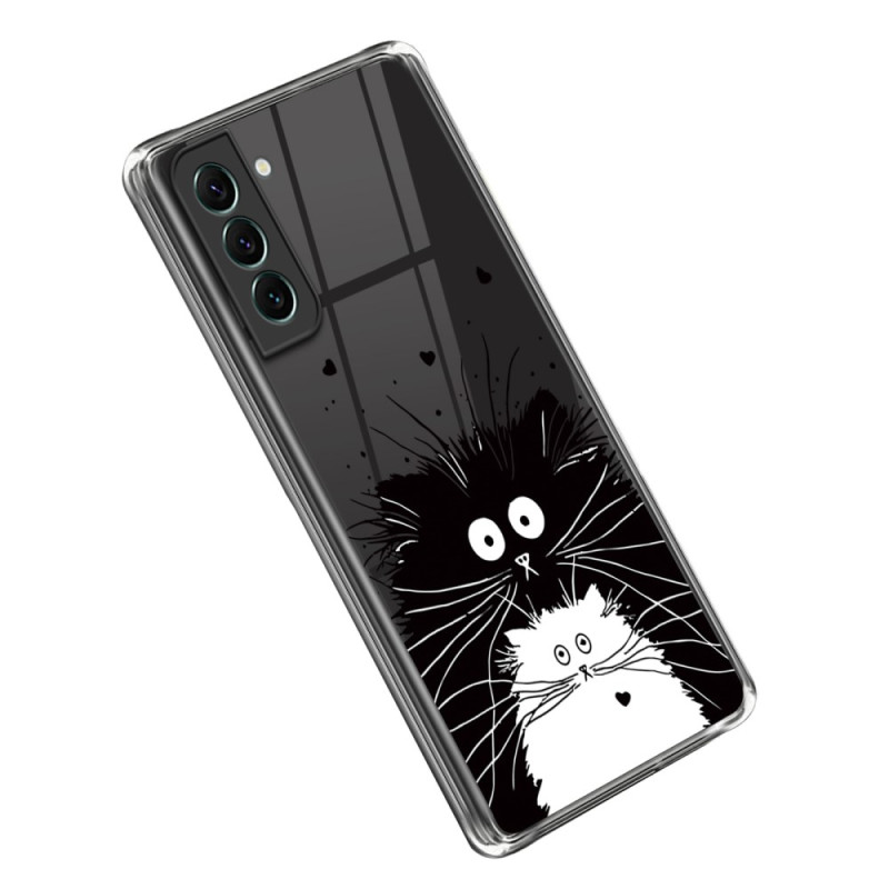 Samsung Galaxy S23 5G Clear Case Cat Wit Cat Zwart