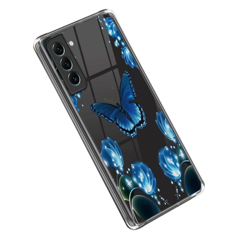 Samsung Galaxy S23 5G Blauw Vlinders Hoesje