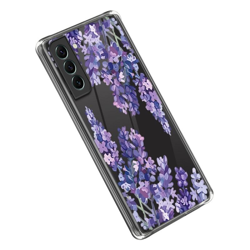Samsung Galaxy S23 5G Helder Hoesje Paars Bloemen