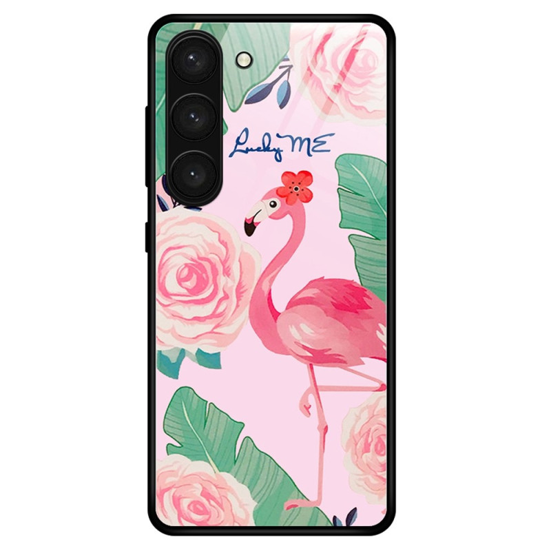 Samsung Galaxy S23 Plus 5G Gehard Glas Hoesje Roze Flamingo