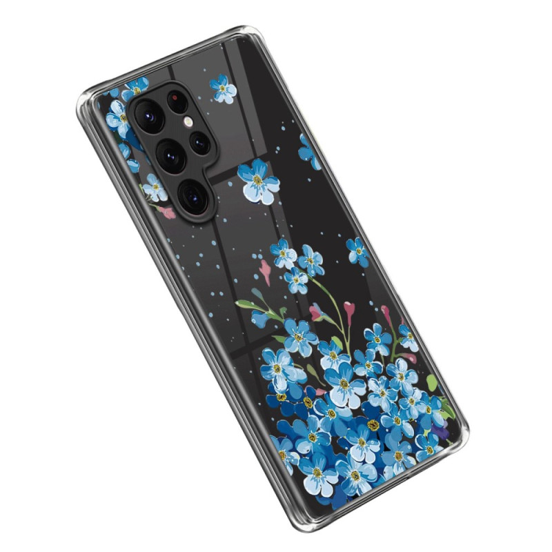 Samsung Galaxy S23 Ultra 5G Blauw Bloemen Hoesje