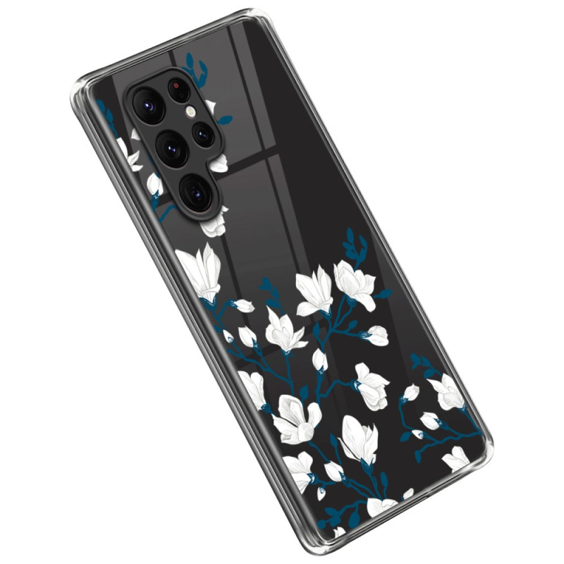 Samsung Galaxy S23 Ultra 5G Wit Bloemen Hoesje