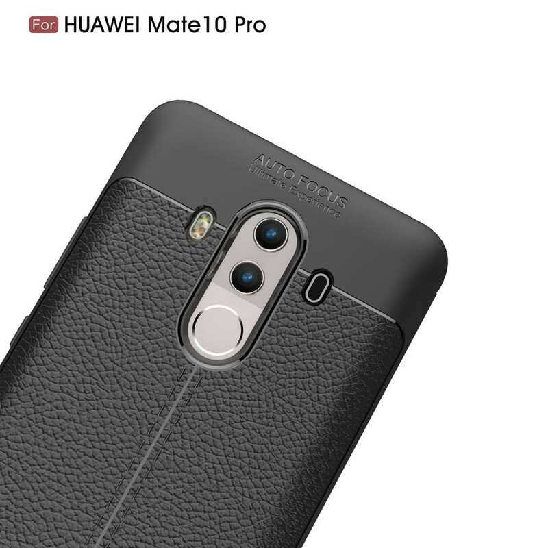 Huawei Mate 10 Pro Lederen Hoesje Lychee Effect Dubbele Lijn