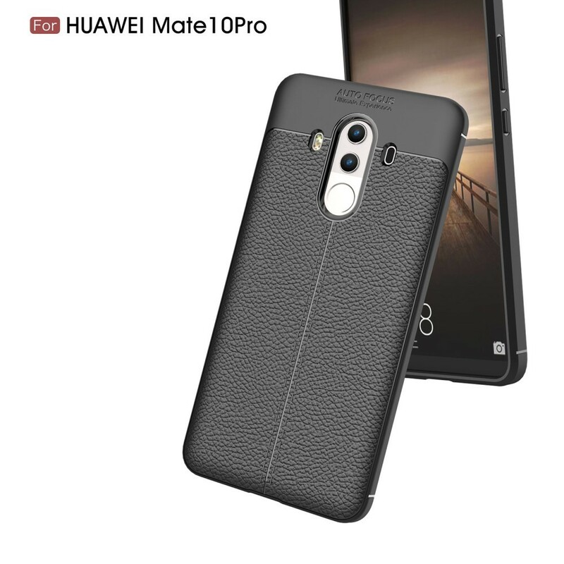 Huawei Mate 10 Pro Lederen Hoesje Lychee Effect Dubbele Lijn