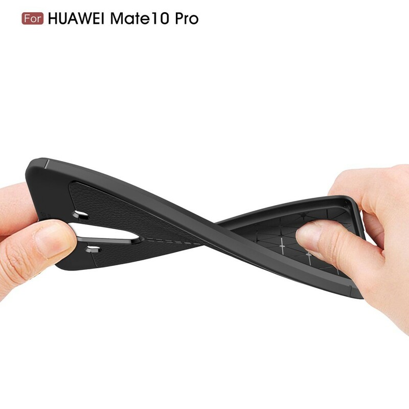Huawei Mate 10 Pro Lederen Hoesje Lychee Effect Dubbele Lijn