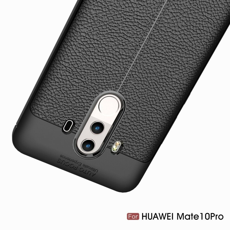 Huawei Mate 10 Pro Lederen Hoesje Lychee Effect Dubbele Lijn