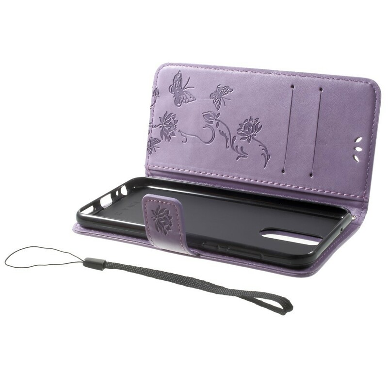 Hoesje Huawei Mate 10 Lite Vlinders en Bloemen met riem