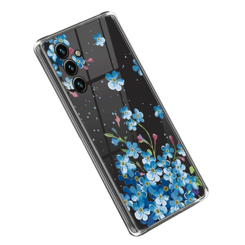 Samsung Galaxy A14 5G / A14 Clear Case Blauw Bloemen
