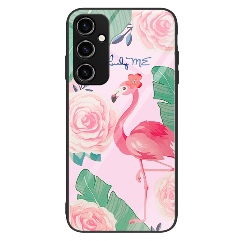 Samsung Galaxy A34 5G Gehard Glas Hoesje Roze Flamingo