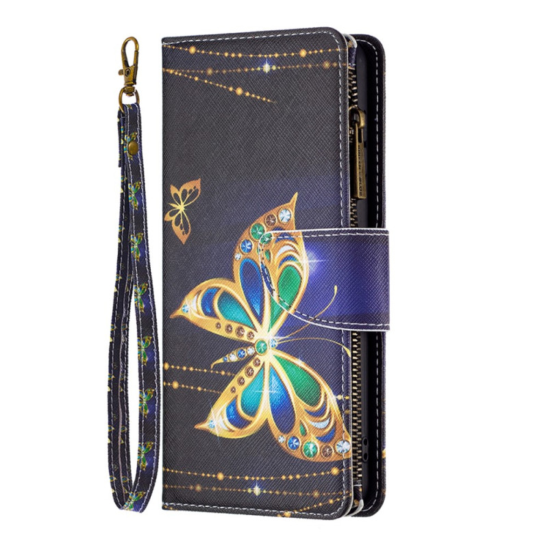 Xiaomi Redmi Note 12/Poco X5 5G Wallet Gold Butterfly Case