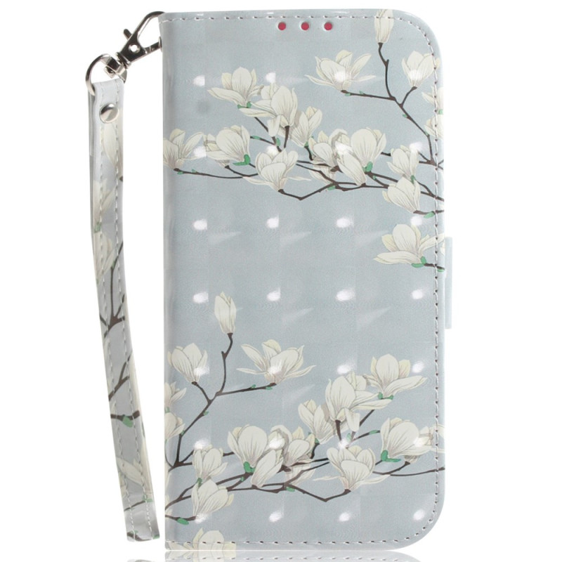 Xiaomi Redmi Note 12/Poco X5 5G White Flower Strap Case