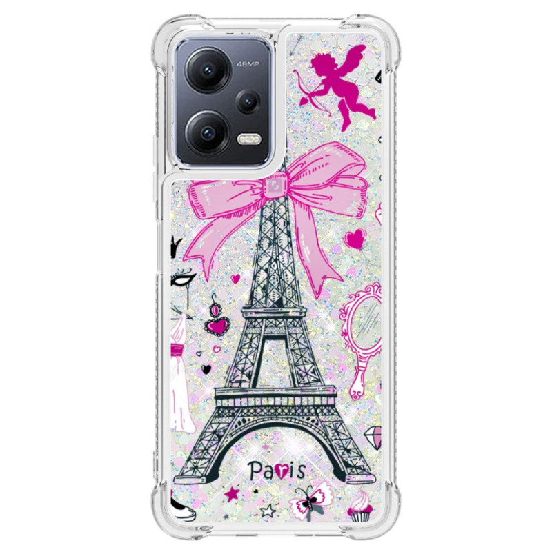 Xiaomi Redmi Note 12/Poco X5 5G Glitter Hoesje Eiffeltoren