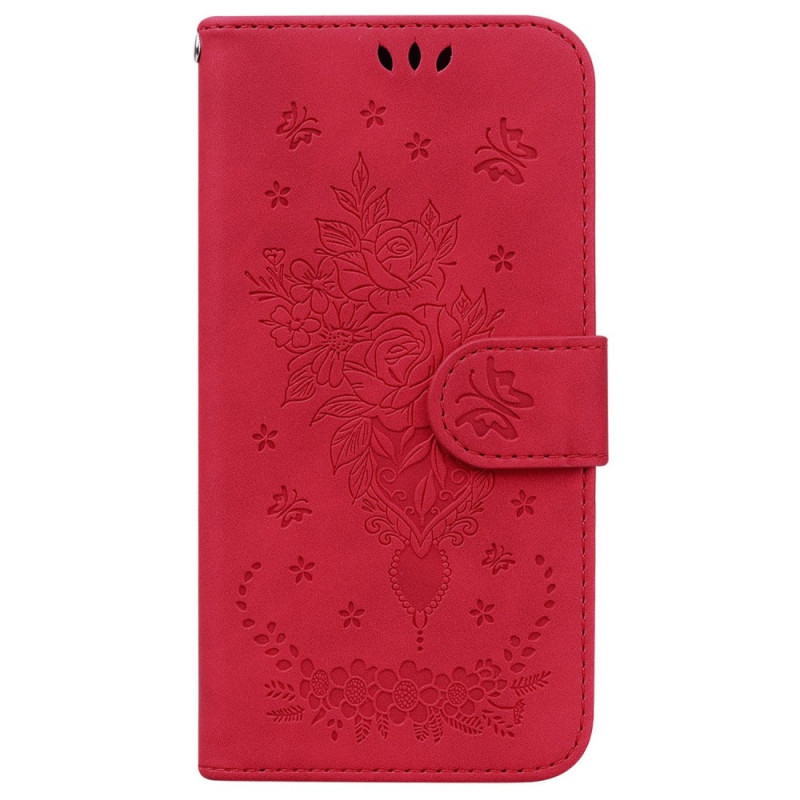 Housse Xiaomi 12 / 12X Roses et Papillons à Lanière