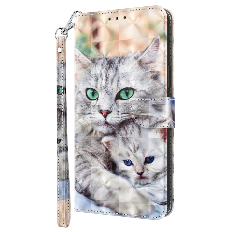 Xiaomi Redmi 12C Wit Cat Strap Hoesje