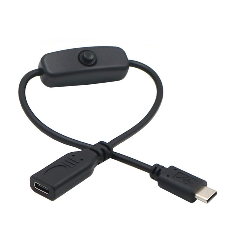 USB-C Vrouwelijke naar USB-C Mannelijke Aan/Uit Knop Kabel
