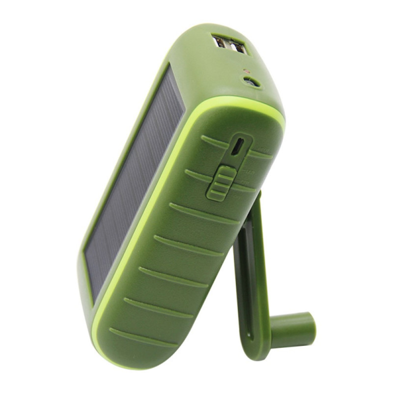 8000mAh externe crank batterij en zonnepaneel met lamp
