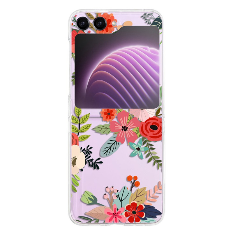 Samsung Galaxy Z Flip 5 Transparant Bloemen Hoesje