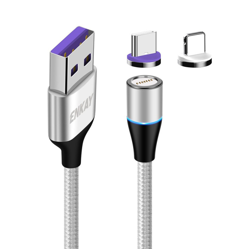 2-in-1 USB-C en Lightning oplaadkabel met magnetisch uiteinde