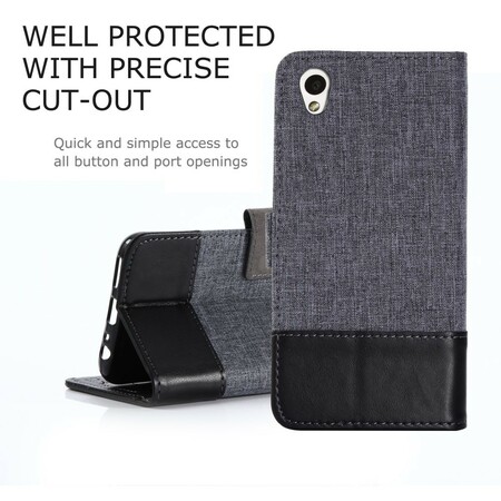Sony Xperia L1 Muxma Stof en Leder Effect Hoesje