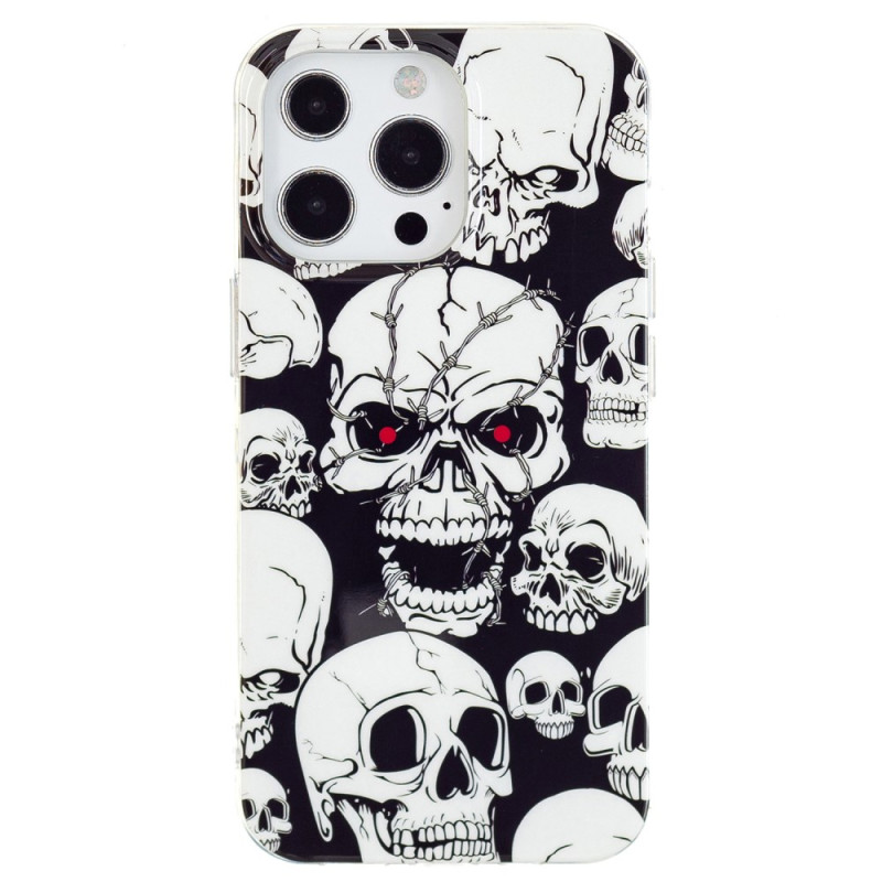 Fluorescerend doodshoofd iPhone 15 Pro hoesje