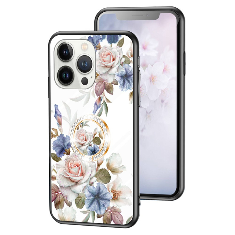 iPhone 15 Pro Gehard glazen hoesje met bloemenringen