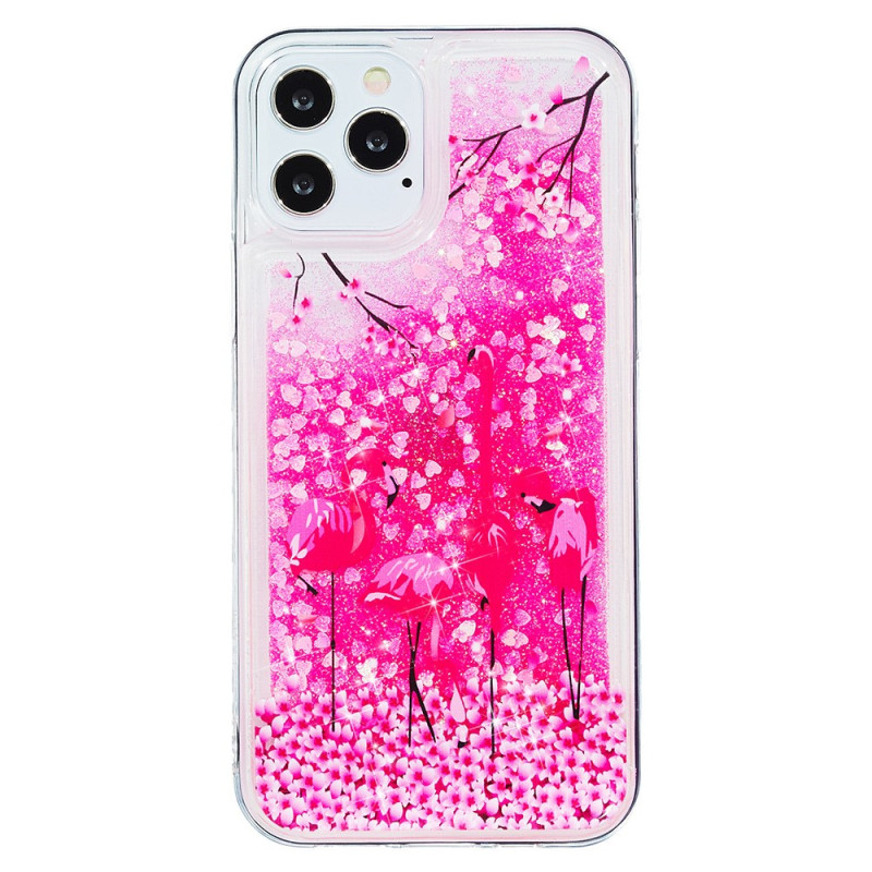 Hoesje iPhone 15 Pro Glitter Roze Flamingo's