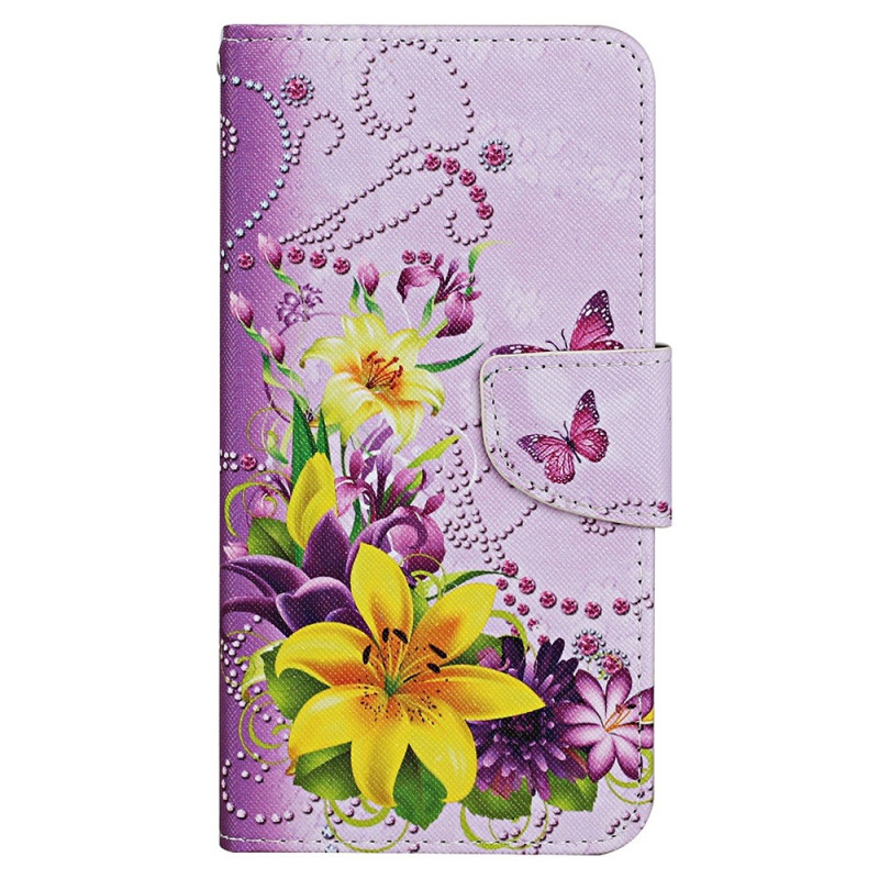iPhone 15 Vlinders en Bloemen hoesje met bandje