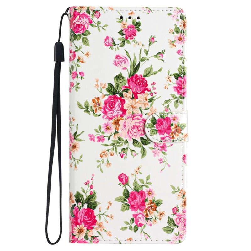 Hoesje iPhone 15 Plus Bloemen met sleutelkoord