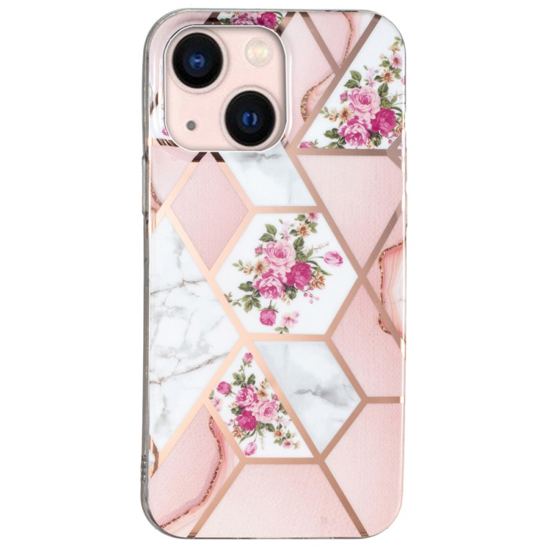 iPhone 15 Plus Marmer Bloemen Hoesje