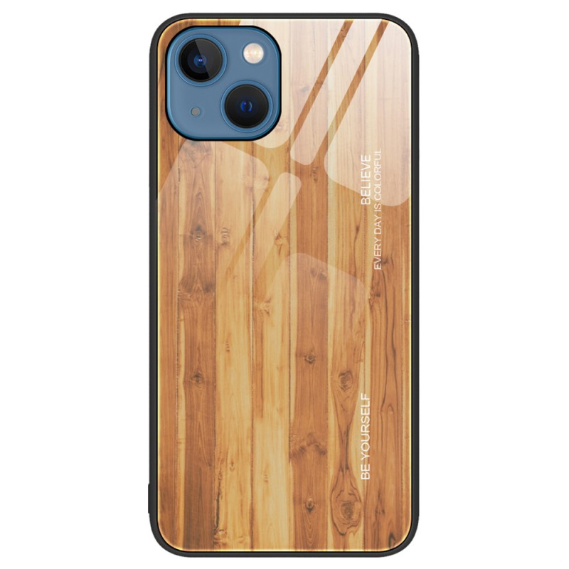 iPhone 15 Plus Hoesje Gehard Glas Houten Ontwerp