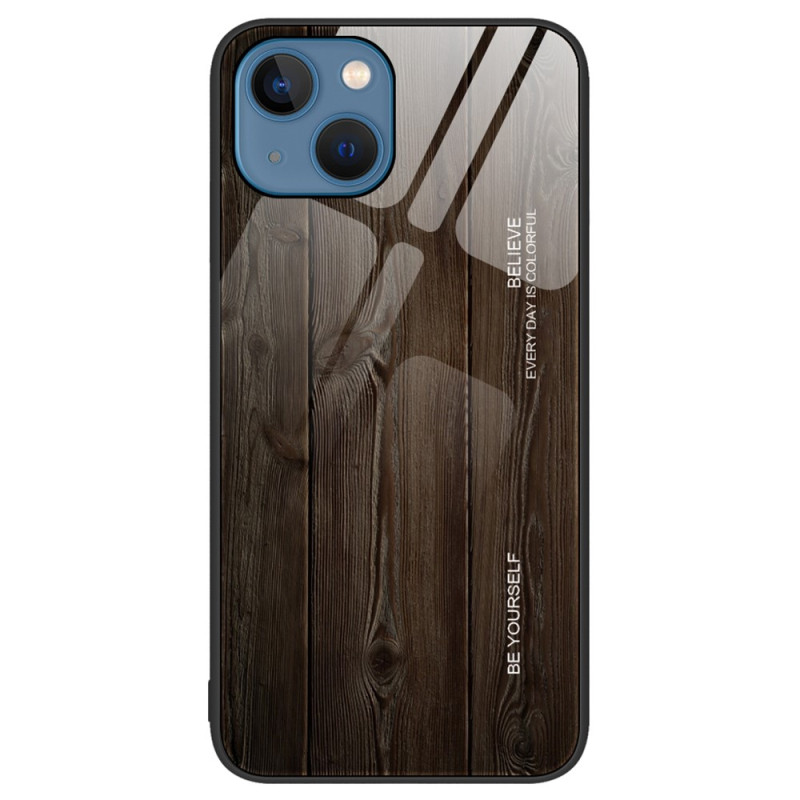 Hardcase iPhone 15 Hout met gehard glas