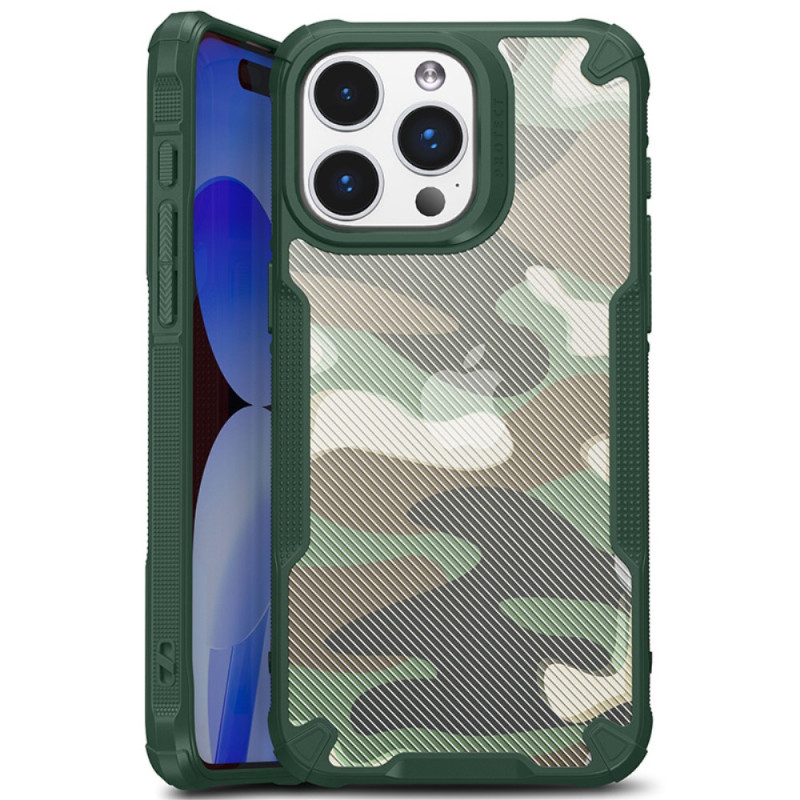 Camouflage verstevigd iPhone 15 Plus hoesje