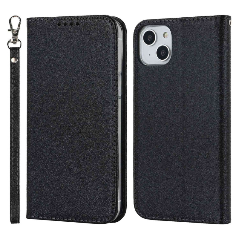 Flip Cover iPhone 15 Plus stijl zacht leer met riem