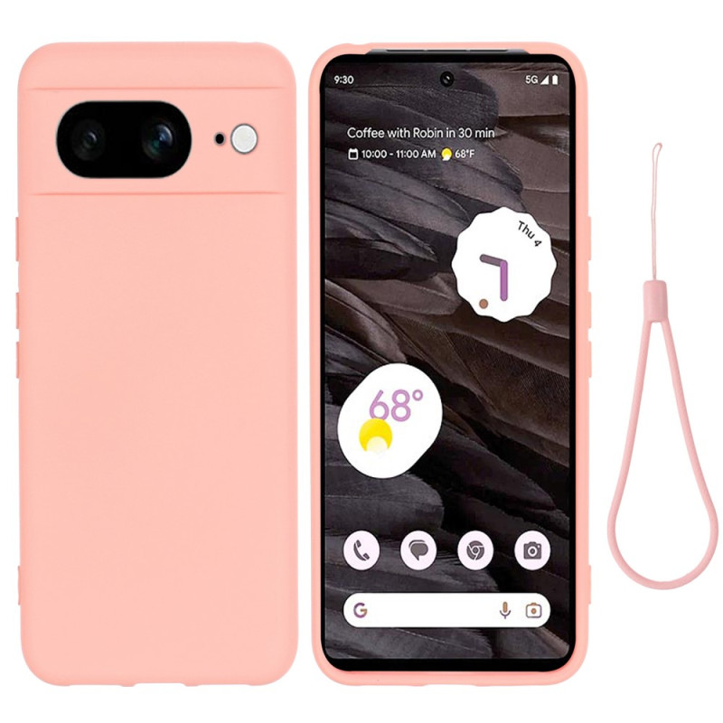 Google Pixel 8 Vloeibaar Siliconen Hoesje met sleutelkoord
