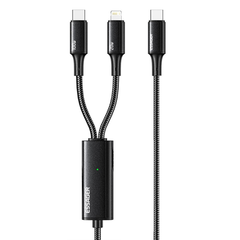 ESSAGER Multi-Embout USB-C en Lightning oplaadkabel