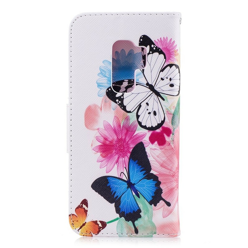 Samsung Galaxy S9 Plus Hoesje Beschilderde Vlinders en Bloemen Samsung Galaxy S9 Plus Hoesje Beschilderde Vlinders en Bloemen