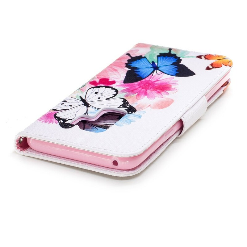 Samsung Galaxy S9 Plus Hoesje Beschilderde Vlinders en Bloemen Samsung Galaxy S9 Plus Hoesje Beschilderde Vlinders en Bloemen